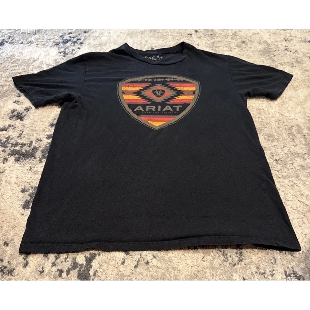Ariat Mens Black T-Shirt Aztec Shield Size Large